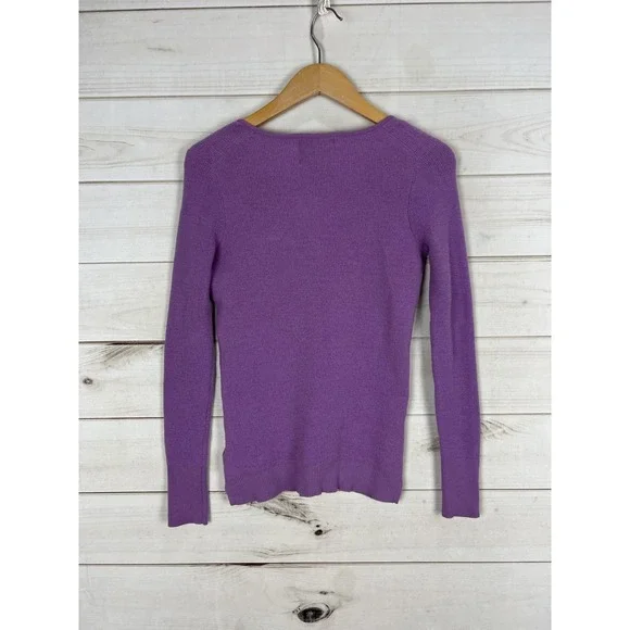 Wicked Wool Sweater Womens XS Purple Extrafine Merino Wool V Neck Henley - Picture 2 of 7